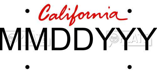 MMDDYYY California License Plate