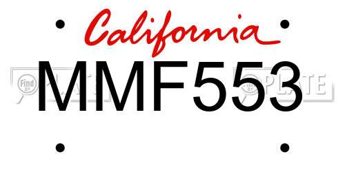 MMF553 California License Plate