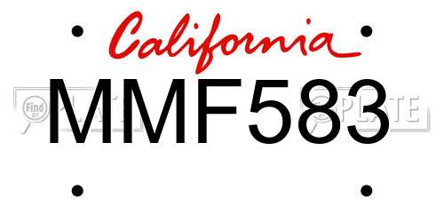 MMF583 California License Plate