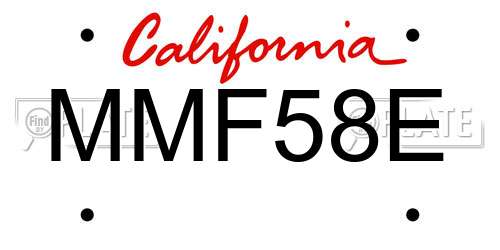 MMF58E California License Plate