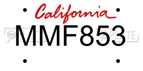 MMF853 California License Plate