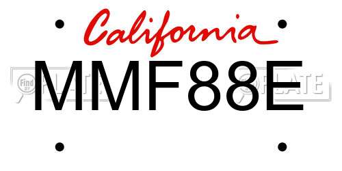 MMF88E California License Plate