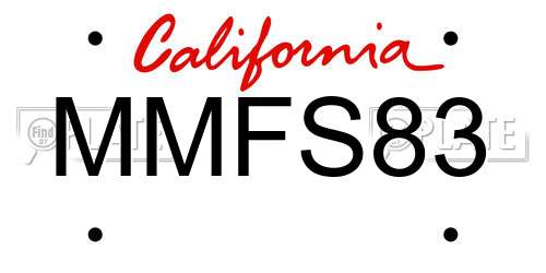 MMFS83 California License Plate