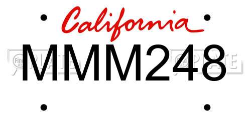 MMM248 California License Plate