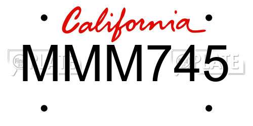 MMM745 California License Plate