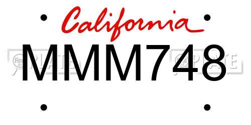 MMM748 California License Plate