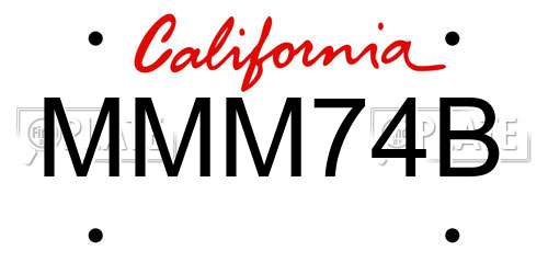 MMM74B California License Plate