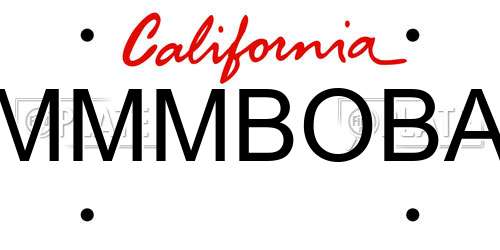 MMMBOBA California License Plate