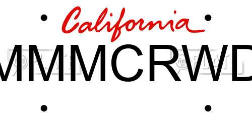 MMMCRWD California License Plate