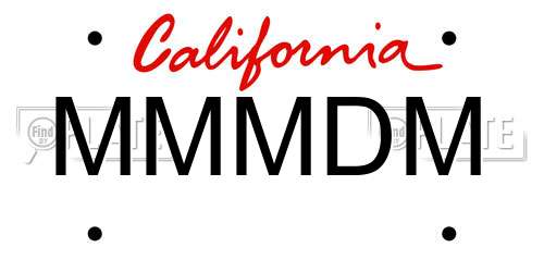 MMMDM California License Plate