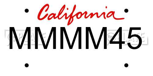 MMMM45 California License Plate