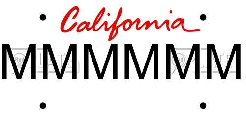 MMMMMM California License Plate