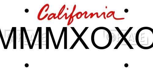 MMMXOXO California License Plate