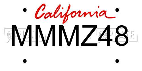 MMMZ48 California License Plate