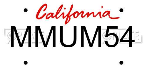 MMUM54 California License Plate