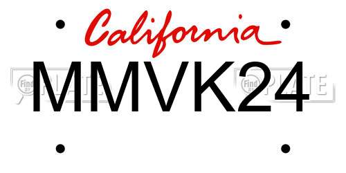 MMVK24 California License Plate
