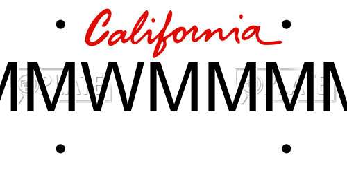MMWMMMM California License Plate