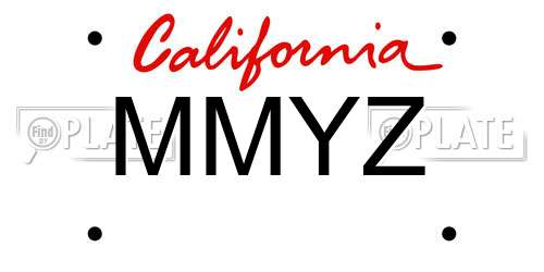 MMYZ California License Plate