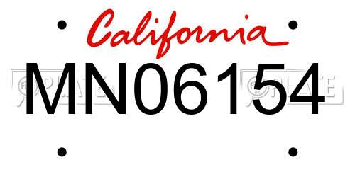 MN06154 California License Plate
