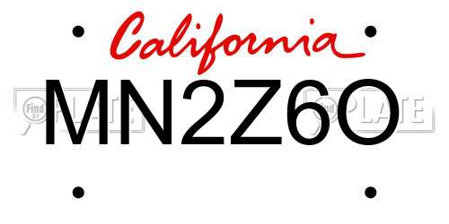 MN2Z6O California License Plate