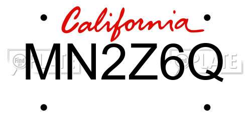 MN2Z6Q California License Plate