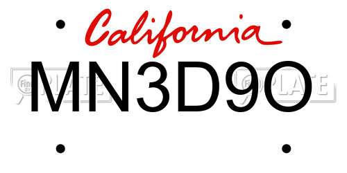 MN3D9O California License Plate