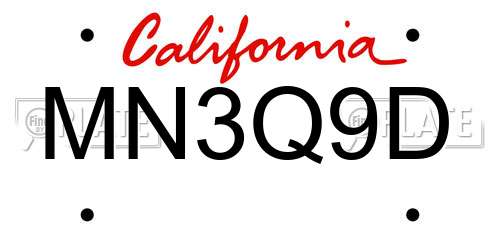 MN3Q9D California License Plate