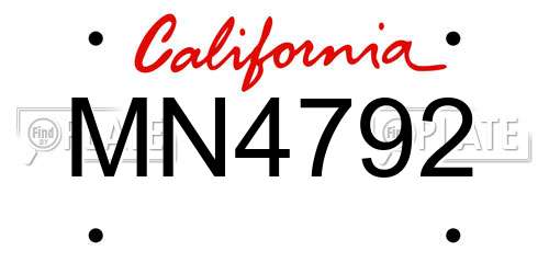 MN4792 California License Plate