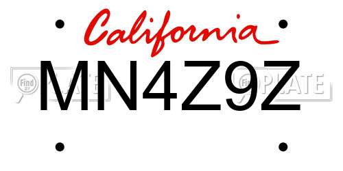 MN4Z9Z California License Plate