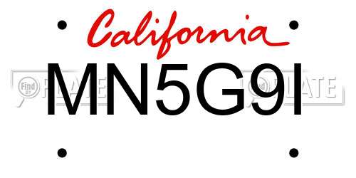 MN5G9I California License Plate