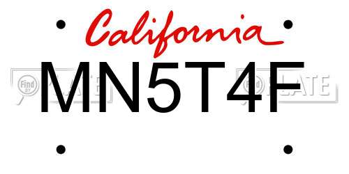 MN5T4F California License Plate