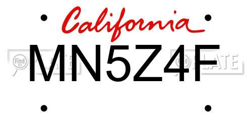 MN5Z4F California License Plate