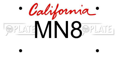 MN8 California License Plate