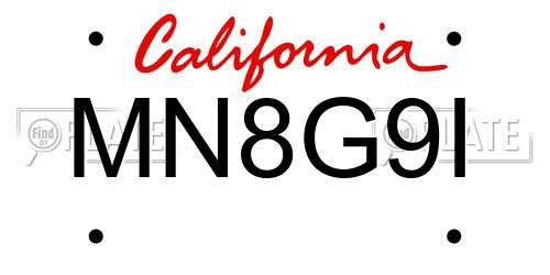 MN8G9I California License Plate