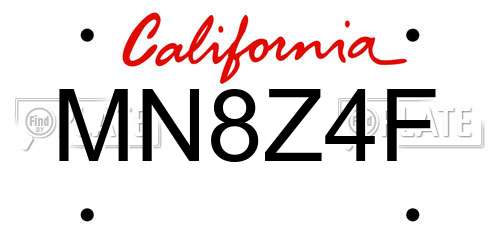MN8Z4F California License Plate