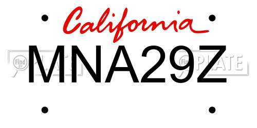 MNA29Z California License Plate