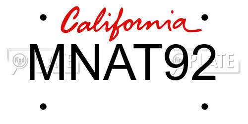MNAT92 California License Plate