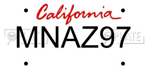 MNAZ97 California License Plate