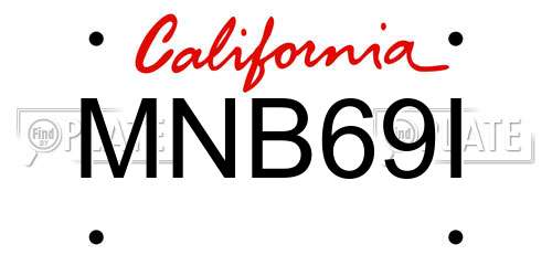 MNB69I California License Plate