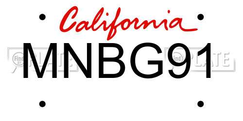 MNBG91 California License Plate