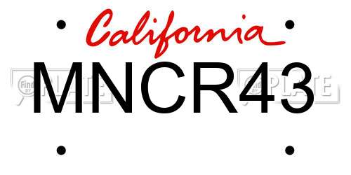 MNCR43 California License Plate