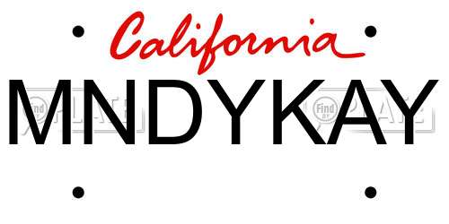 MNDYKAY California License Plate