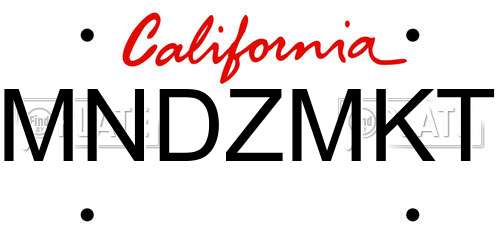 MNDZMKT California License Plate