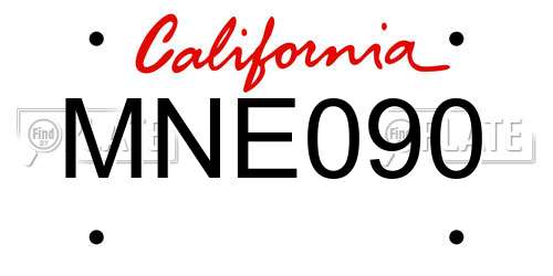 MNE090 California License Plate