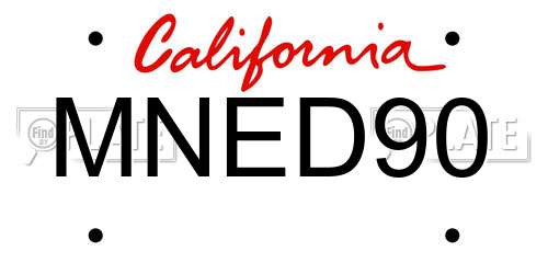 MNED90 California License Plate