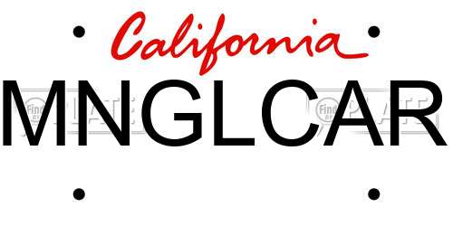 MNGLCAR California License Plate