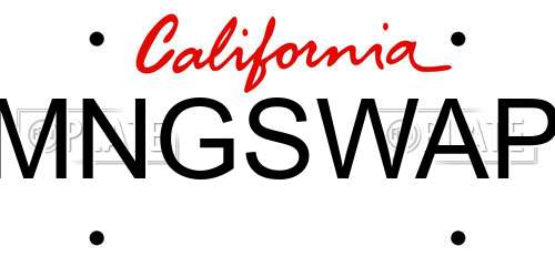 MNGSWAP California License Plate