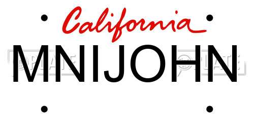 MNIJOHN California License Plate