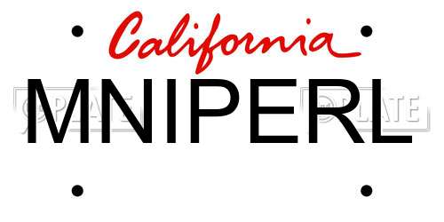 MNIPERL California License Plate