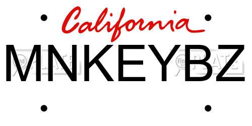 MNKEYBZ California License Plate